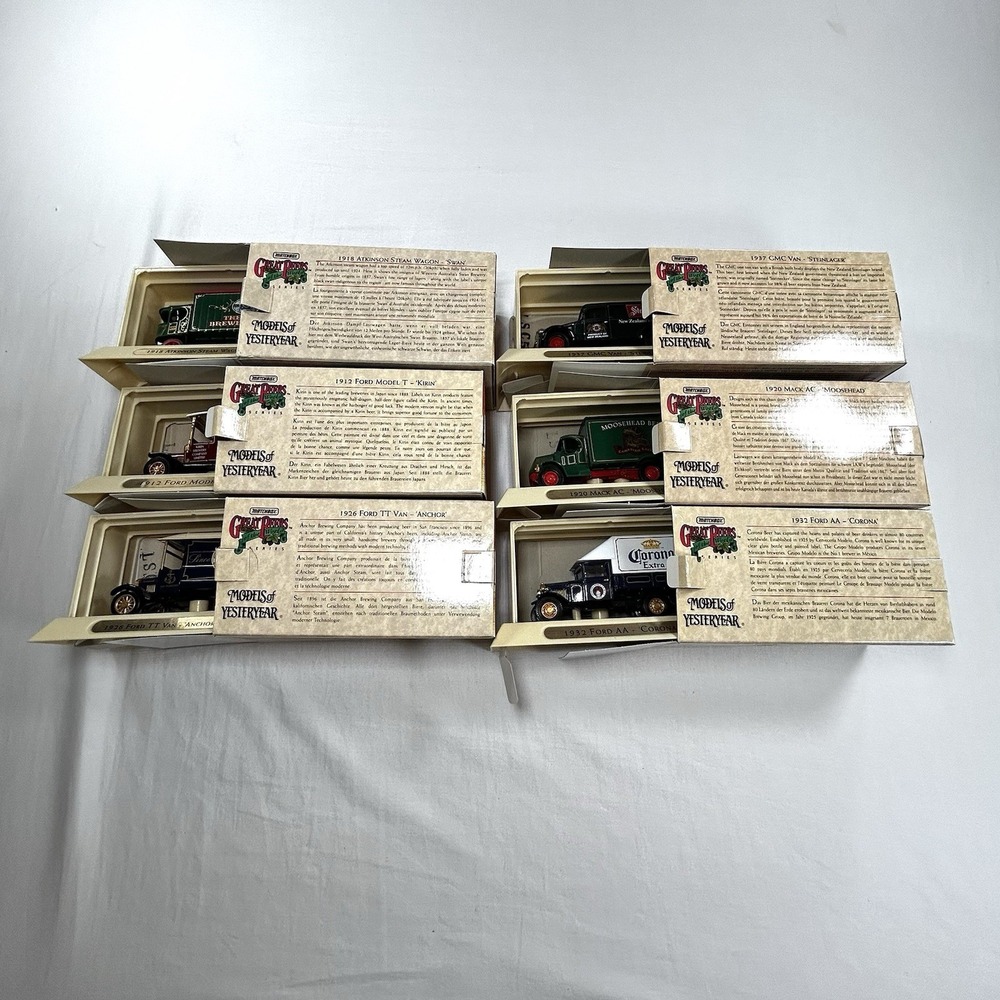 Lot of 6 MATCHBOX Models of Yesteryear Die-Cast Model Cars 1912 18 20 26 32 37